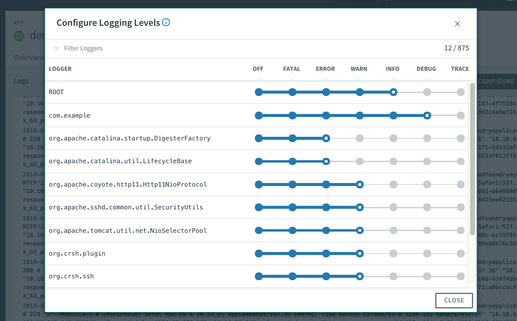 log levels