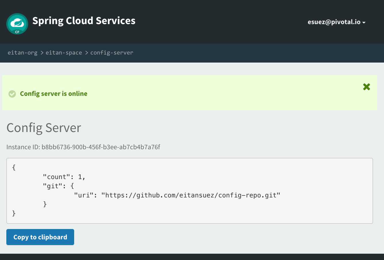 config server dashboard