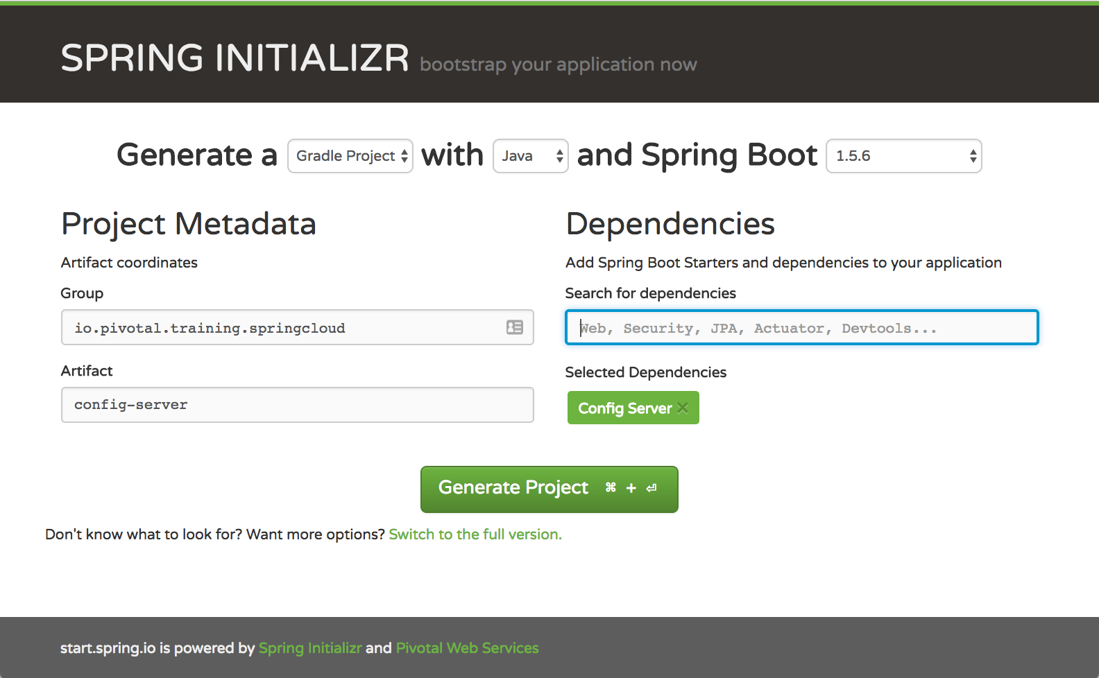 config server initializr